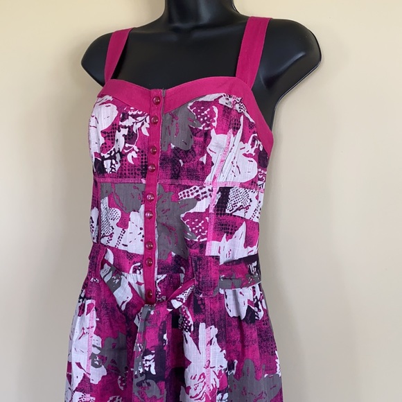 DNKY Jeans Flower Sun Dress Lined Drawstring Belt - Picture 2 of 12